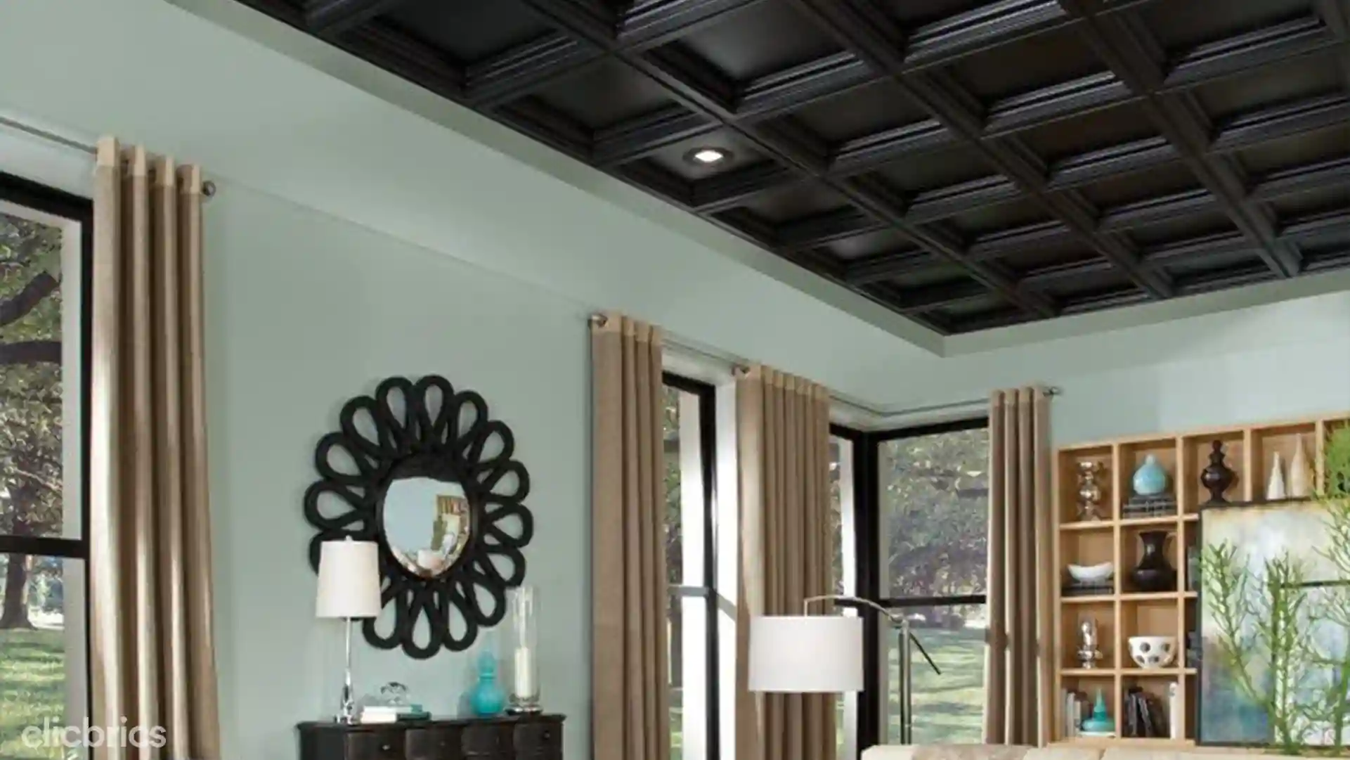 coffered ceiling living room